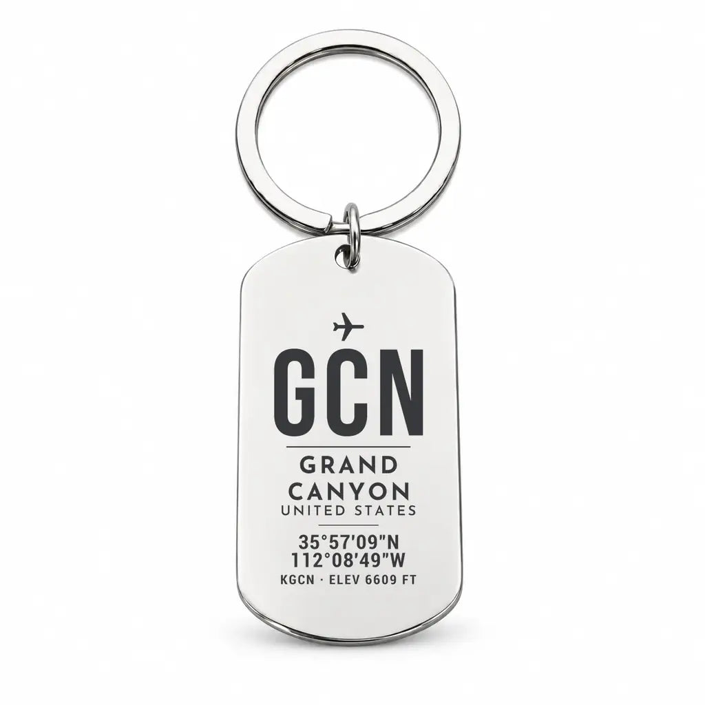 Grand Canyon Airport GCN - Key Chain - Original Design - Silver
