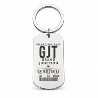 Thumbnail for Grand Junction Regional Airport GJT - Key Chain - Boarding Pass Style - Silver