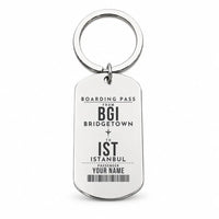 Thumbnail for Grantley Adams International Airport BGI - Key Chain - Customizable Boarding Pass - Silver
