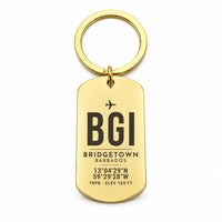 Thumbnail for Grantley Adams International Airport BGI - Key Chain - Original Design - Gold