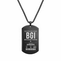 Thumbnail for Grantley Adams International Airport BGI - Necklace - Boarding Pass Style - Black