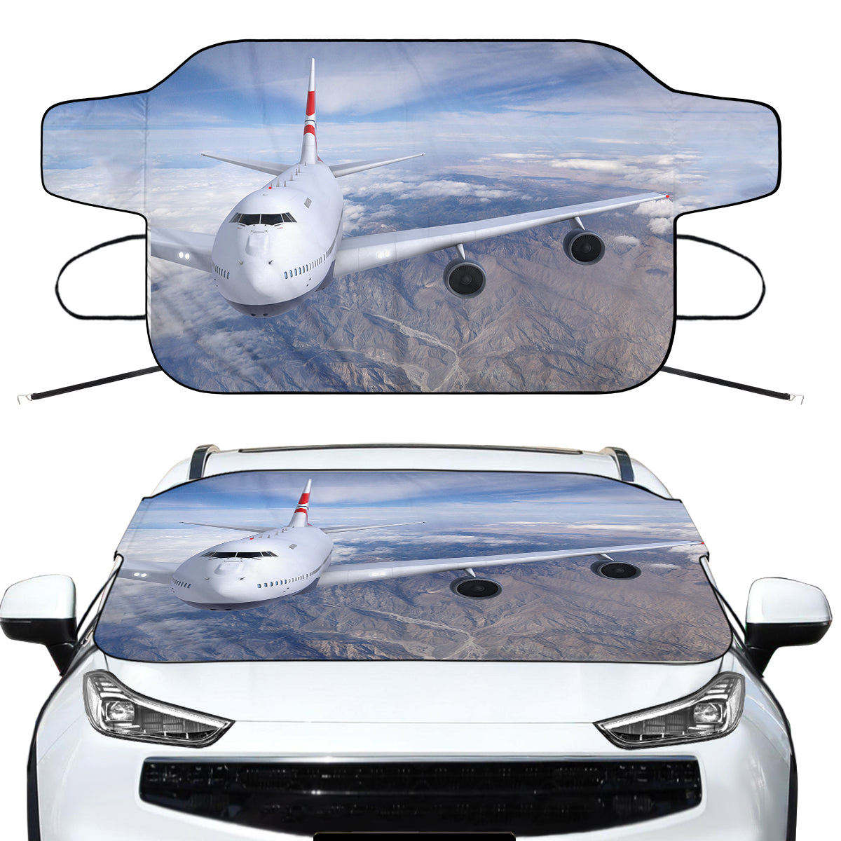 Graphical Boeing 747 Designed Car Windshield Snow Covers