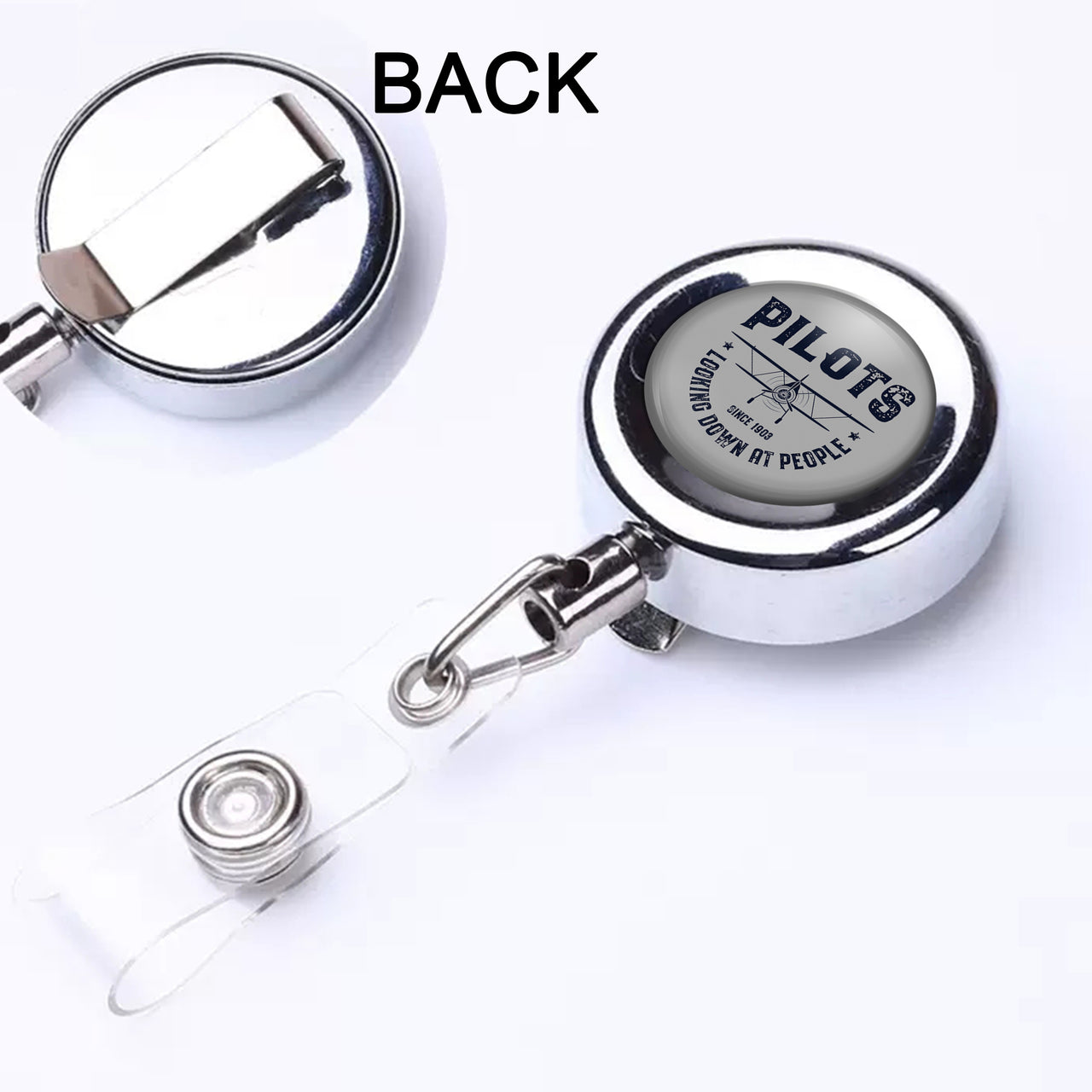 Pilots Looking Down at People Since 1903 Designed Retractable ID Card Badge