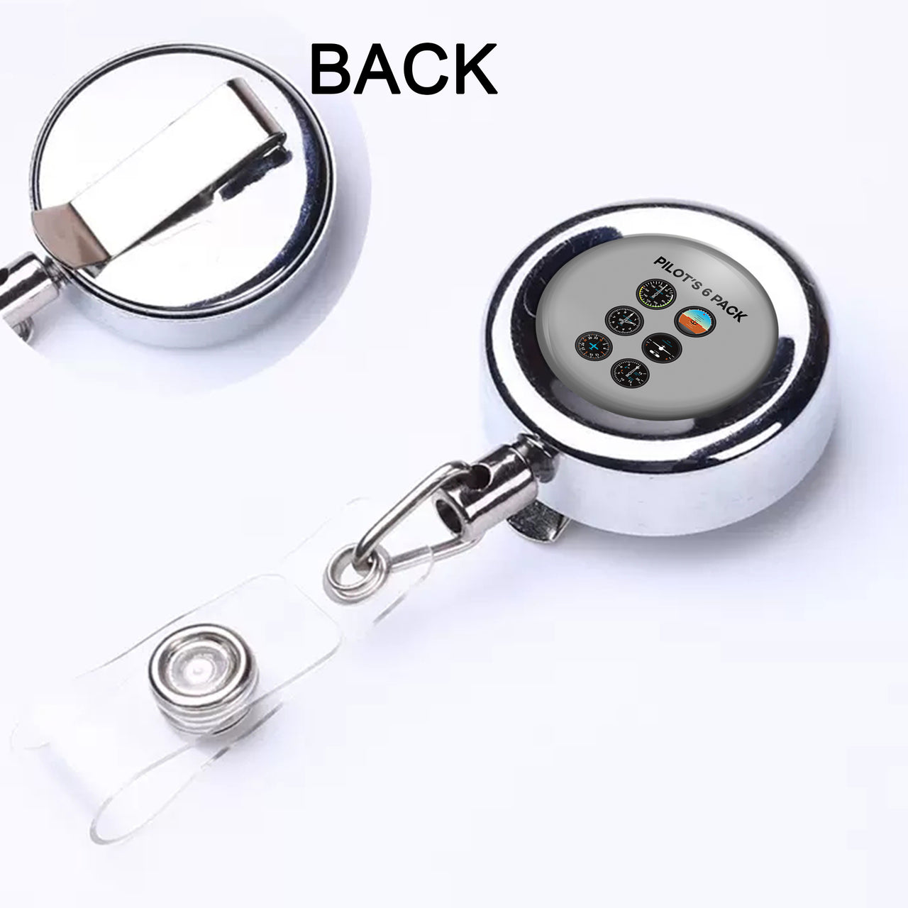 Pilot's 6 Pack Designed Retractable ID Card Badge