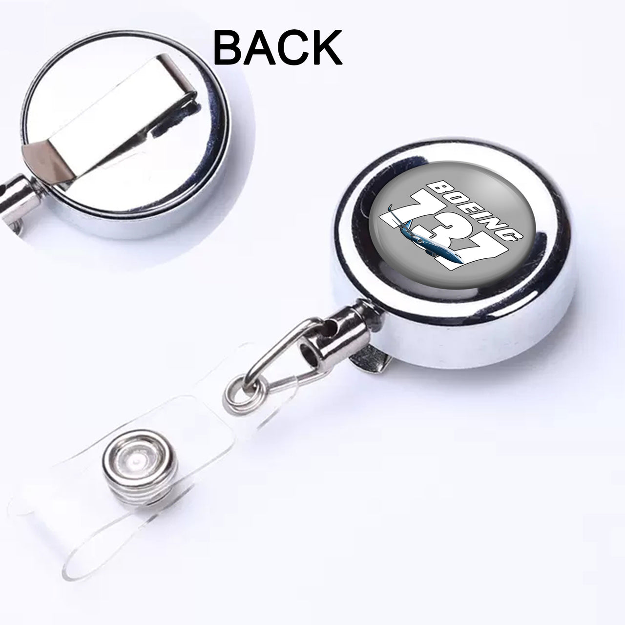Super Boeing 737+Text Designed Retractable ID Card Badge