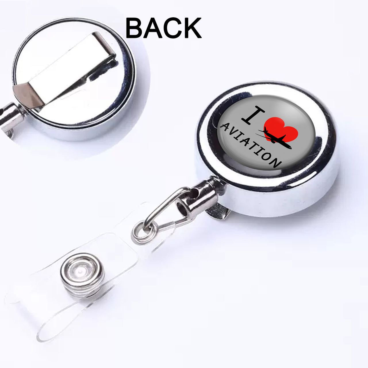 I Love Aviation Designed Retractable ID Card Badge