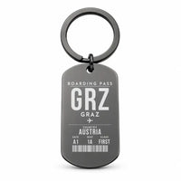 Thumbnail for Graz Airport GRZ - Key Chain - Boarding Pass Style - Black