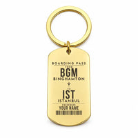 Thumbnail for Greater Binghamton Airport BGM - Key Chain - Customizable Boarding Pass - Gold