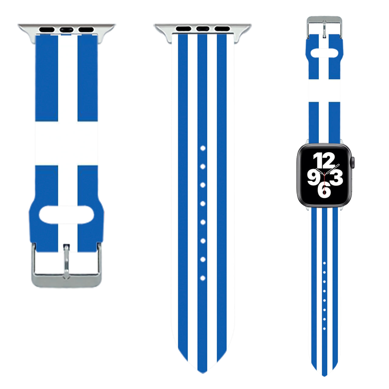 Greece Flag Designed Soft Silicone Apple Watch Bands