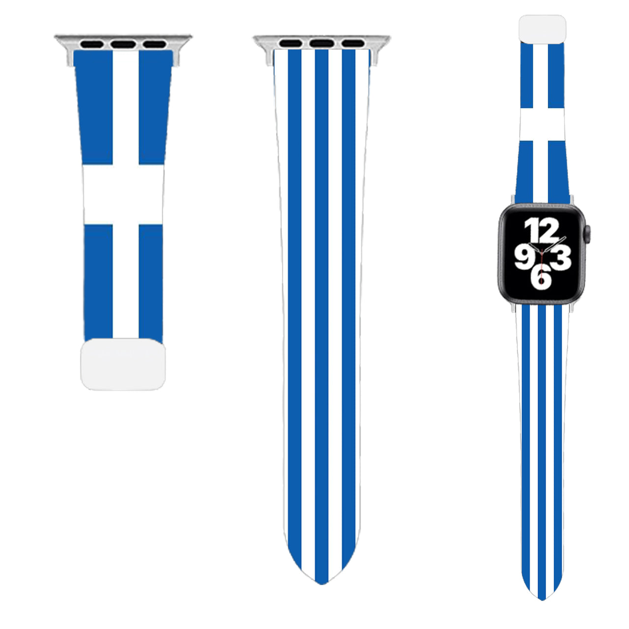 Greece Flag Designed Soft Silicone Apple Watch Bands