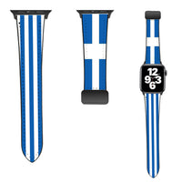 Thumbnail for Greece Flag Designed Leather Apple Watch Straps