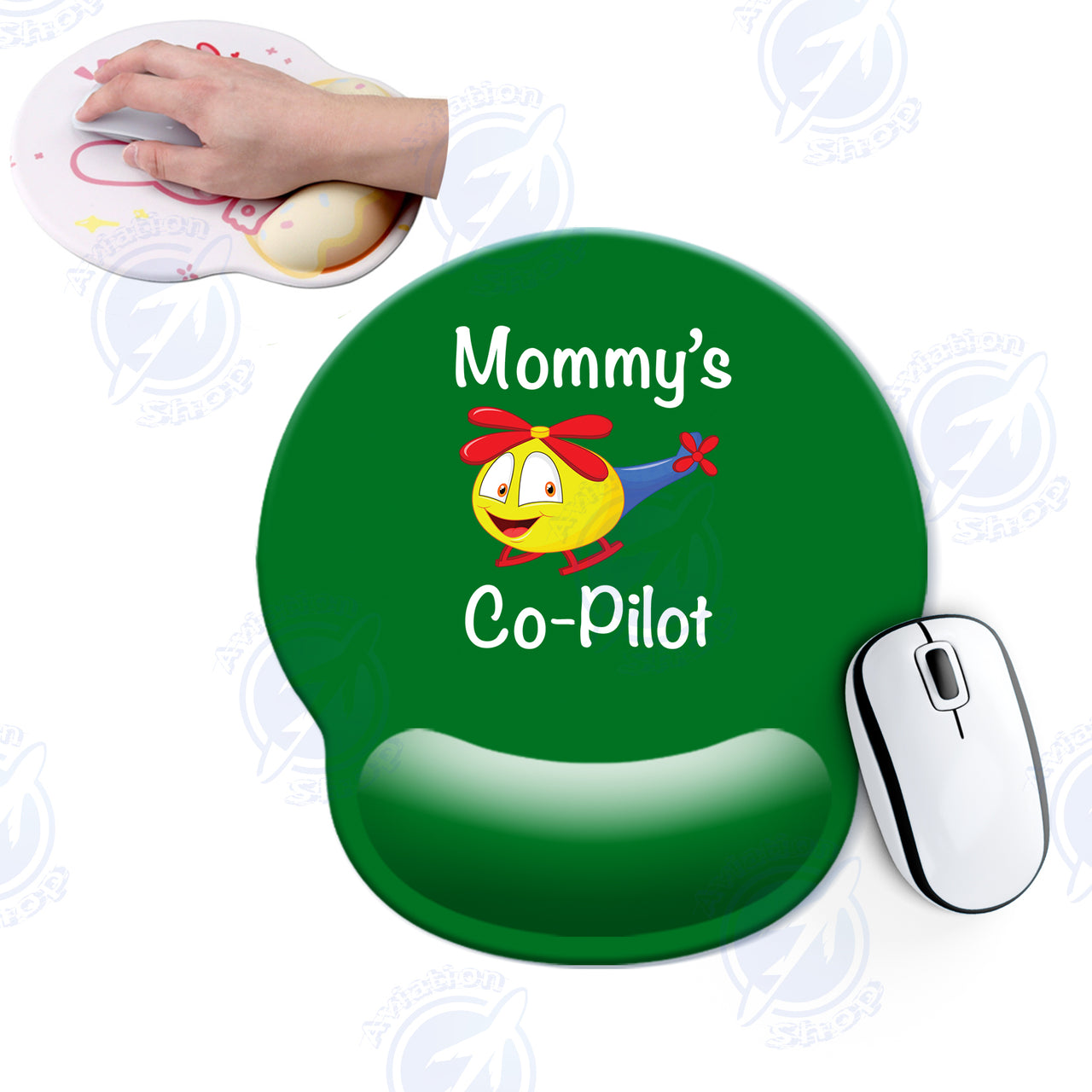 Mommy's Co-Pilot (Helicopter) Designed Ergonomic Mouse Pads