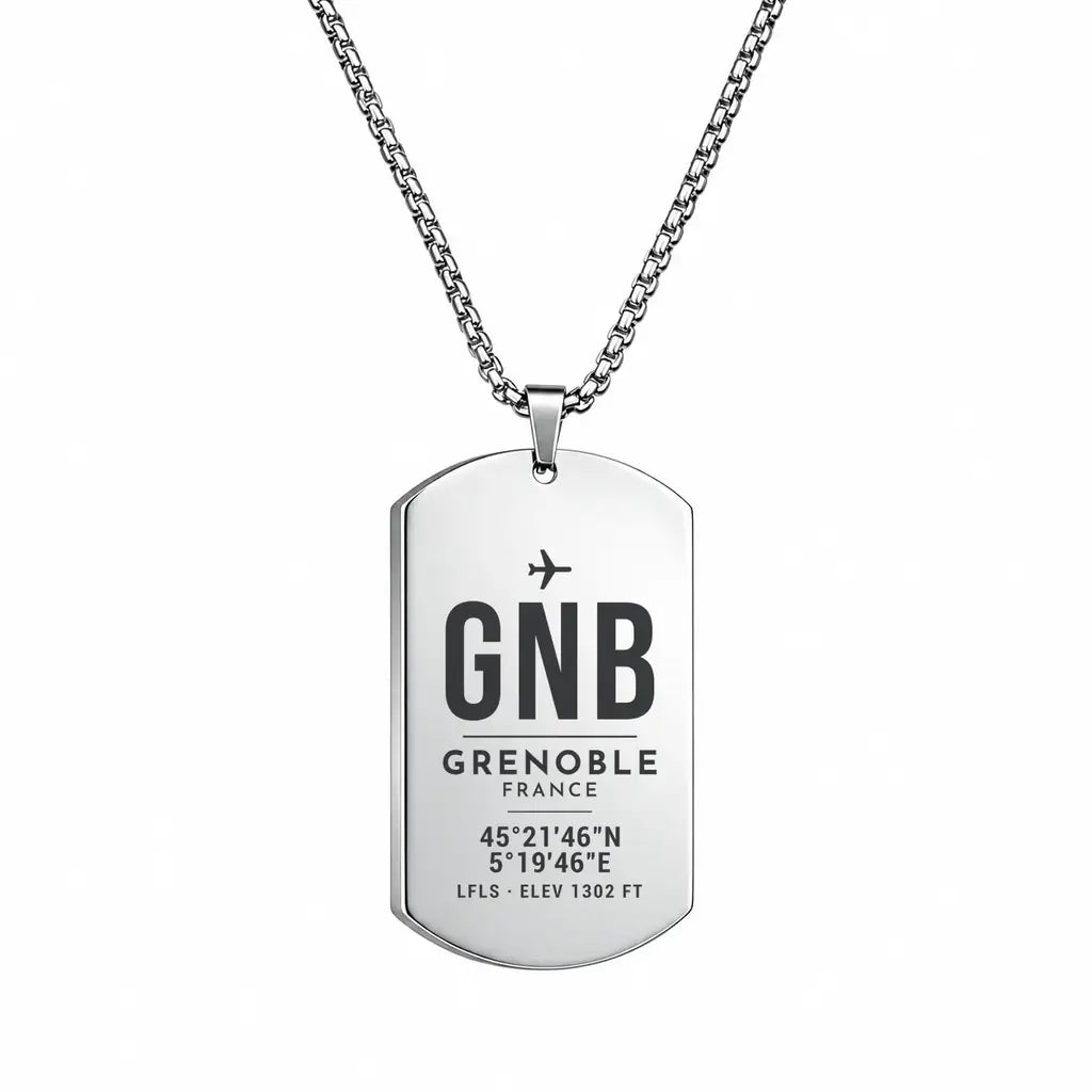 Grenoble-Isère Airport GNB - Necklace - Original Design - Silver