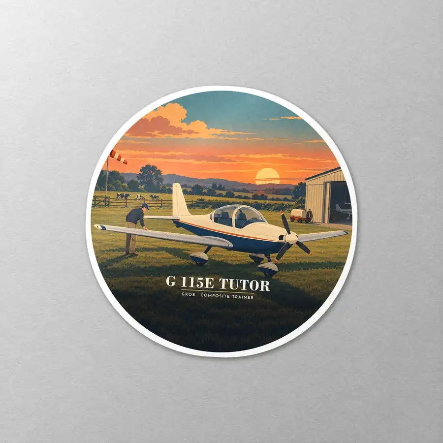 Grob G 115E Tutor - 3D - Circle Sticker - Close-up