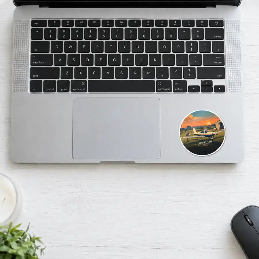 Grob G 115E Tutor - 3D + Name - Circle Sticker - Laptop