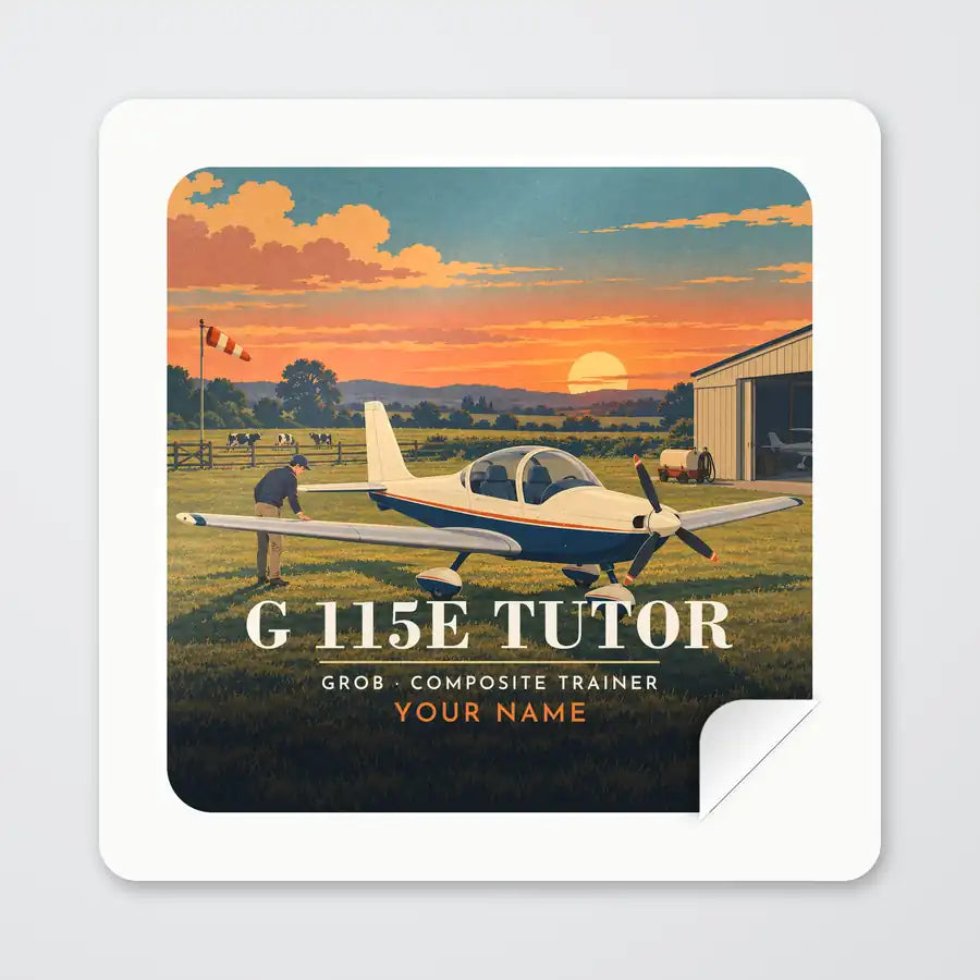 Grob G 115E Tutor - 3D + Name - Square Sticker - Peel
