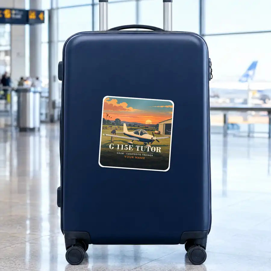 Grob G 115E Tutor - 3D + Name - Square Sticker - Suitcase