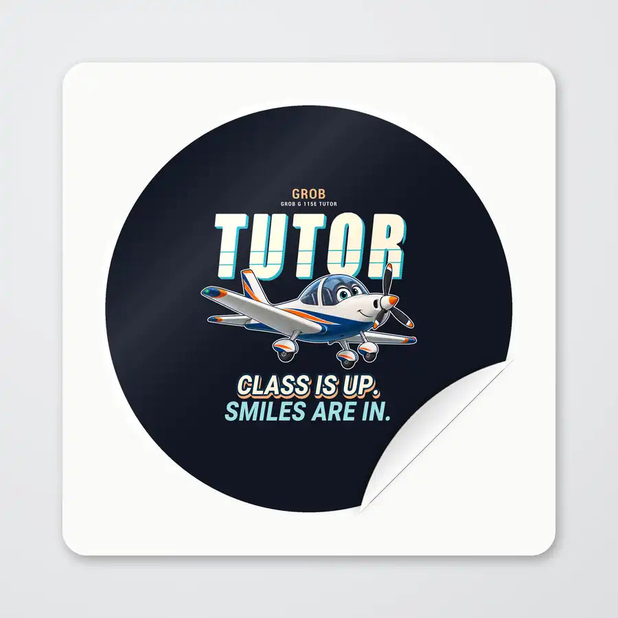 Grob G 115E Tutor - Cartoon - Circle Sticker - Peel