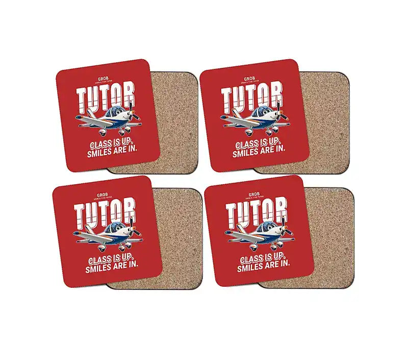 Grob G 115E Tutor - Cartoon - Coaster Set - Red