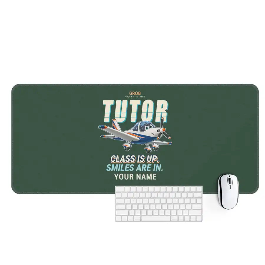 Grob G 115E Tutor - Cartoon + Name - Desk Mat - Dark Green