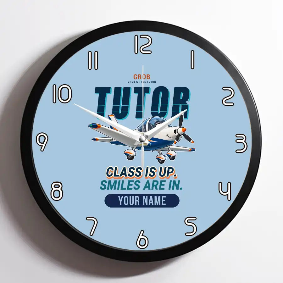 Grob G 115E Tutor - Cartoon + Name - Framed - Light Blue