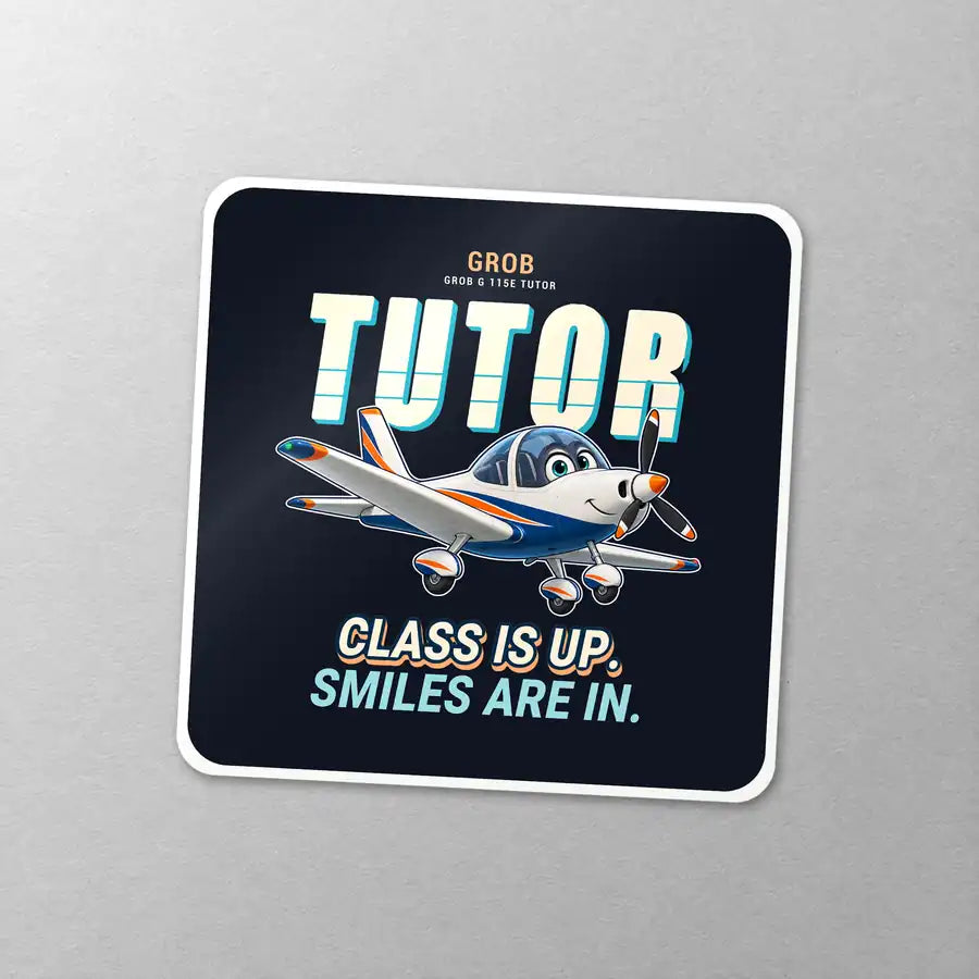 Grob G 115E Tutor - Cartoon - Square Sticker - Close-up