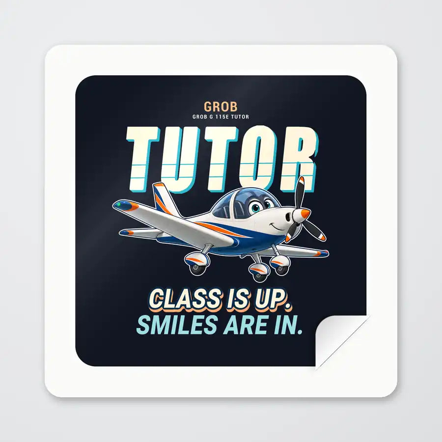 Grob G 115E Tutor - Cartoon - Square Sticker - Peel