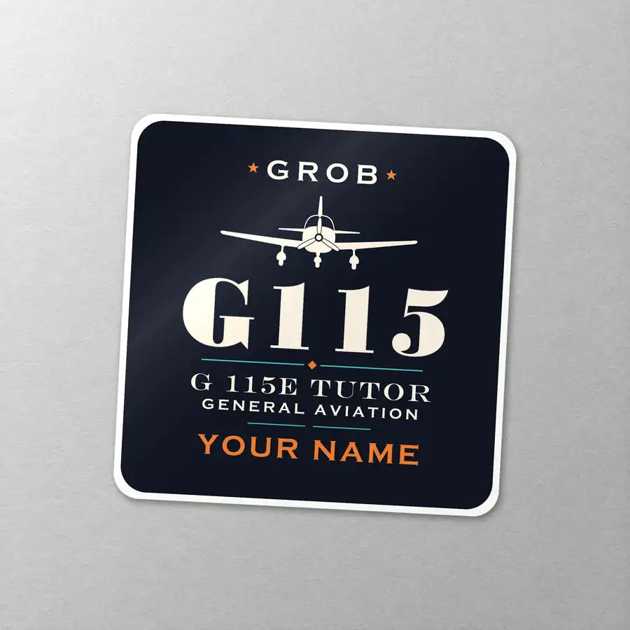 Grob G 115E Tutor - Heritage + Name - Square Sticker - Close-up