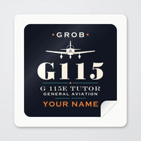 Thumbnail for Grob G 115E Tutor - Heritage + Name - Square Sticker - Peel
