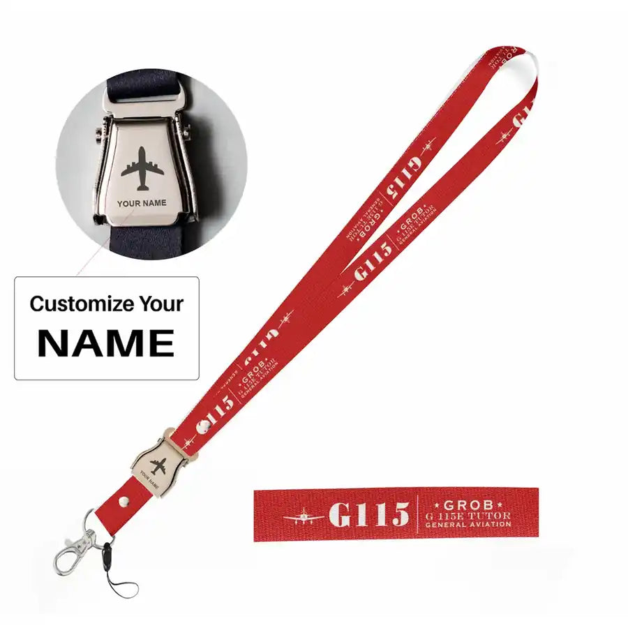 Grob G 115E Tutor Lanyard & ID Holders seat belt lanyard - Heritage - Red with name