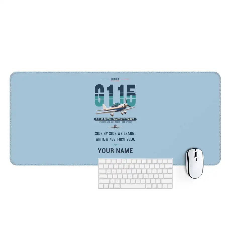 Grob G 115E Tutor - Original + Name - Desk Mat - Light Blue