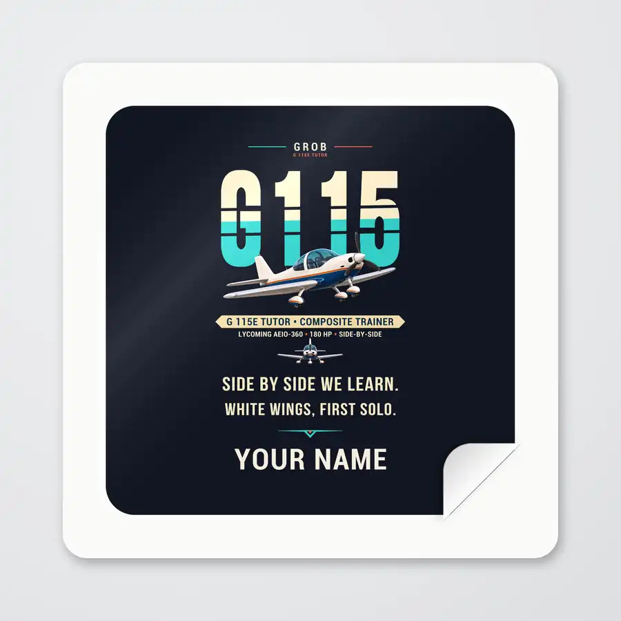 Grob G 115E Tutor - Original + Name - Square Sticker - Peel