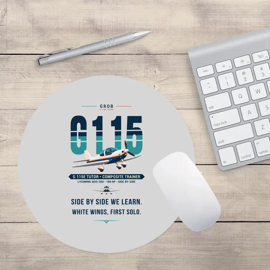 Grob G 115E Tutor - Original - Round Mouse Pad - Light Gray