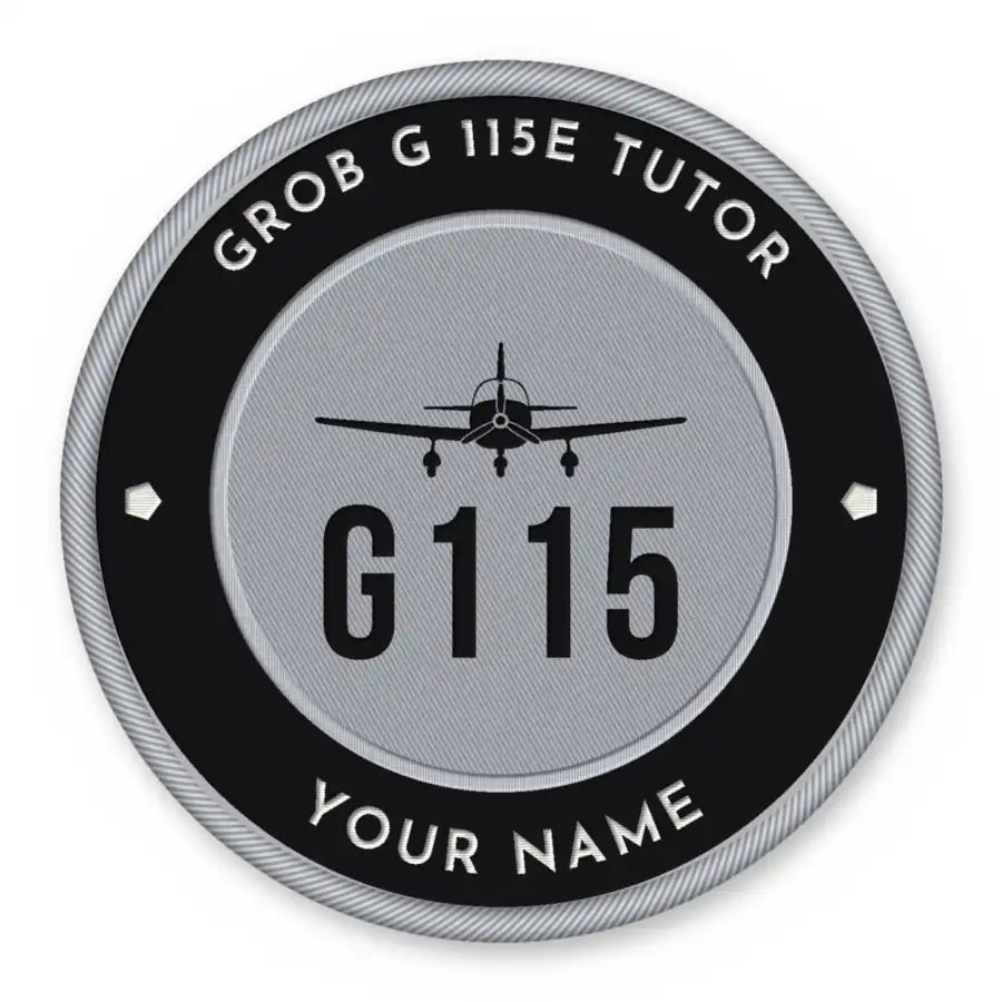 Grob G 115E Tutor Patches - Circle + Name - Black Silver