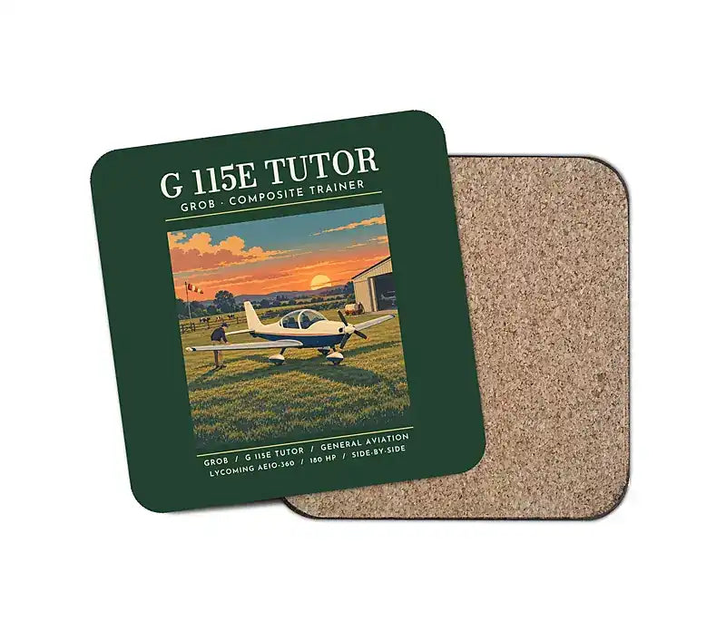 Grob G 115E Tutor - Poster - Coaster - Dark Green