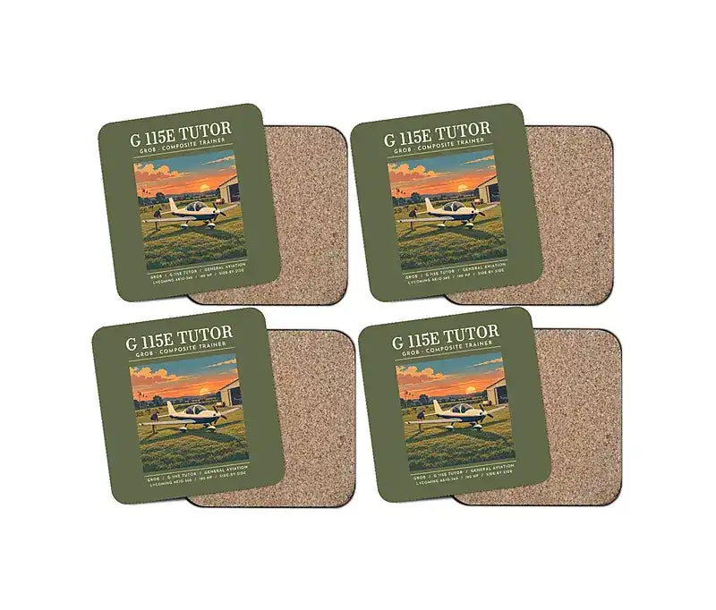 Grob G 115E Tutor - Poster - Coaster Set - Green Army