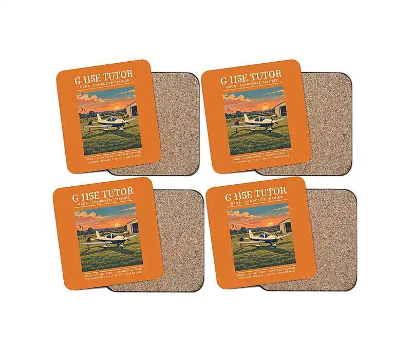 Grob G 115E Tutor - Poster - Coaster Set - Orange