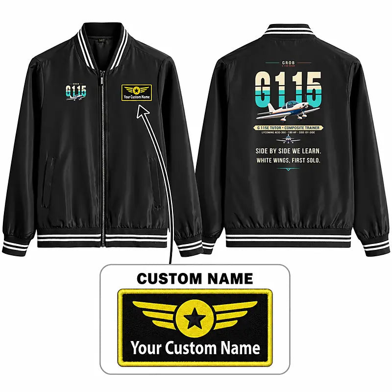 Grob G 115E Tutor Stylish Jackets - Baseball Collar - Original + Name - Black