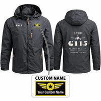 Thumbnail for Grob G 115E Tutor Stylish Jackets - Hooded Windbreaker - Heritage + Name - Charcoal