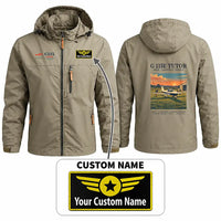 Thumbnail for Grob G 115E Tutor Stylish Jackets - Hooded Windbreaker - Poster + Name - Khaki