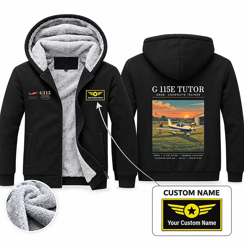 Grob G 115E Tutor Zipped Sweatshirts - Poster + Name - Black