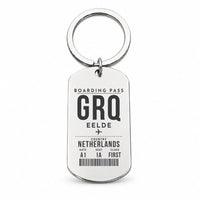 Thumbnail for Groningen Airport Eelde GRQ - Key Chain - Boarding Pass Style - Silver