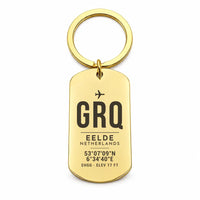 Thumbnail for Groningen Airport Eelde GRQ - Key Chain - Original Design - Gold