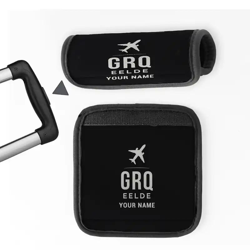Groningen Airport Eelde (GRQ) Luggage Handle Covers - Black + Name