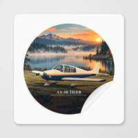 Thumbnail for Grumman American AA-5B Tiger - 3D - Circle Sticker - Peel