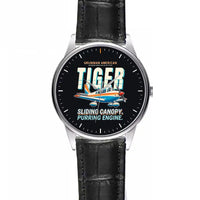 Thumbnail for Grumman American AA-5B Tiger - Cartoon - Leather Strap - Striped Black Leather Strap
