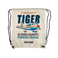 Thumbnail for Grumman American AA-5B Tiger - Drawstring Bag - Cartoon + Name - Beige