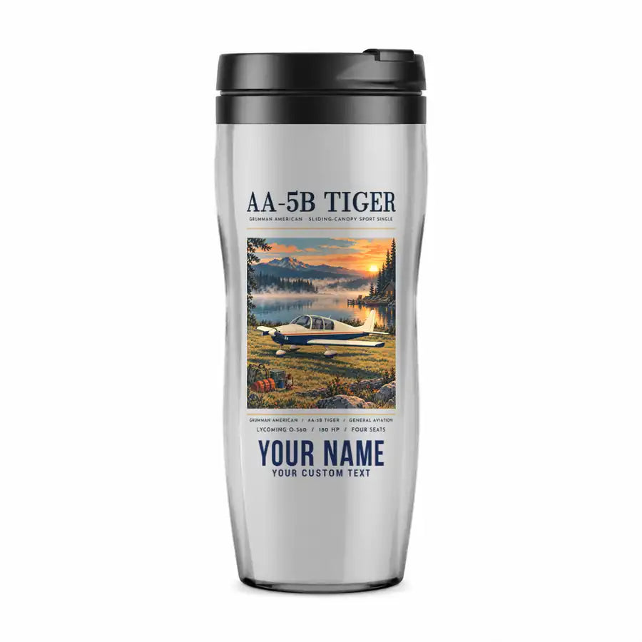 Grumman American AA-5B Tiger - Poster + Name - Plastic (No Holder) - Light Gray