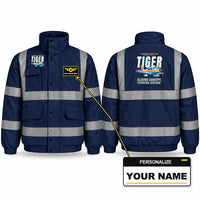Thumbnail for Grumman American AA-5B Tiger Reflective Winter Jackets - Cartoon + Name - Navy Blue