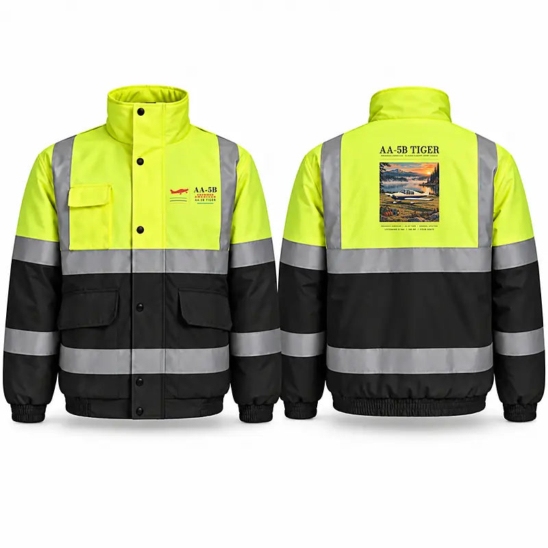Grumman American AA-5B Tiger Reflective Winter Jackets - Poster - Fluorescent Yellow & Navy
